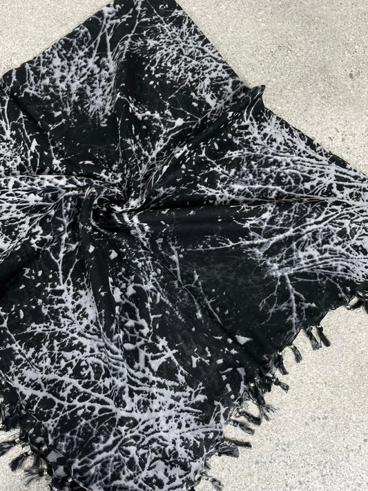 Siyah Mercan Desenli Pamuklu Yazma