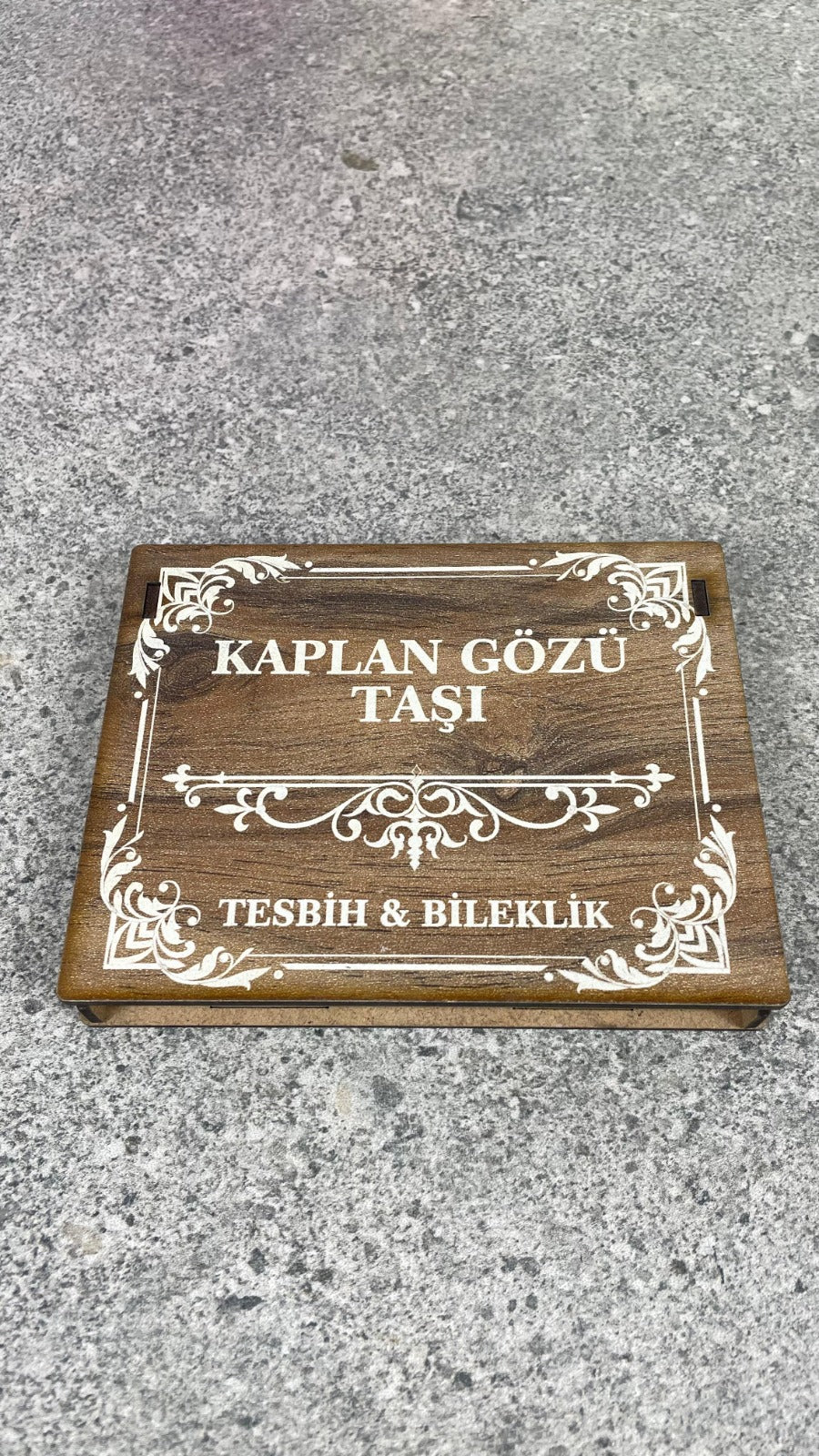 Kaplan Gözü Taşı Taşı Tesbih & Bileklik Seti - Şık Ahşap Kutulu