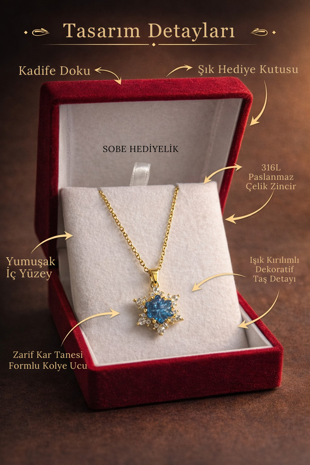 Kar Tanesi Figürlü Kolye