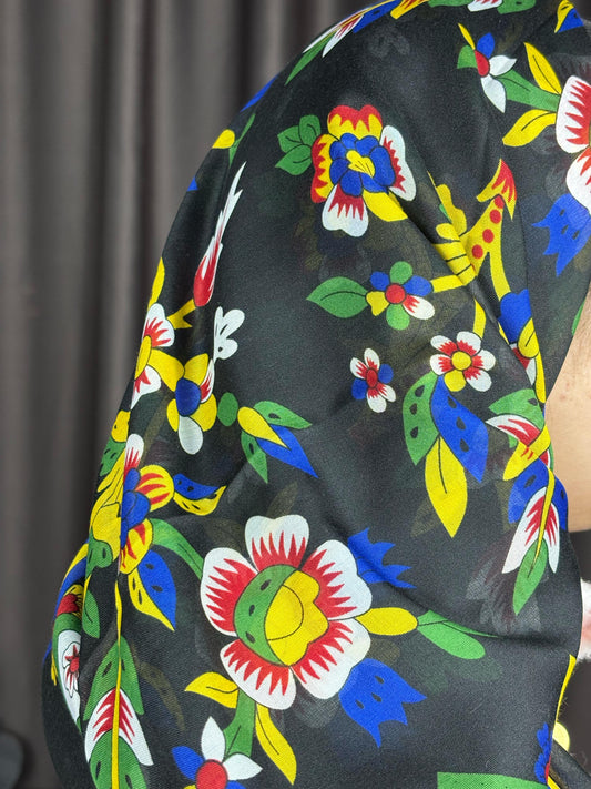 Çengelköy Desen Pullu Yöresel Yazma - Siyah