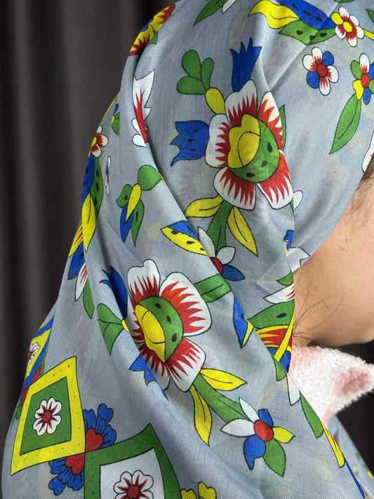 Çengelköy Desen Pullu Yöresel Yazma - Gri