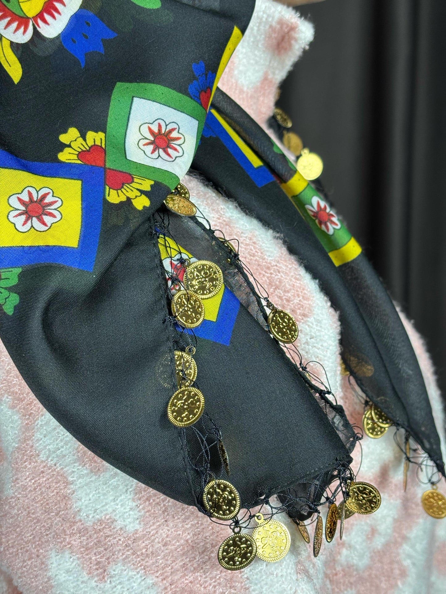 Çengelköy Desen Pullu Yöresel Yazma - Siyah