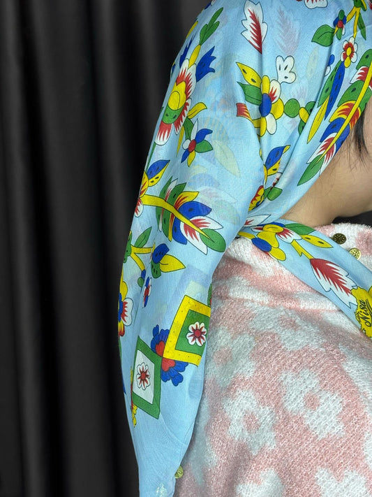 Çengelköy Desen Pullu Yöresel Yazma - Mavi