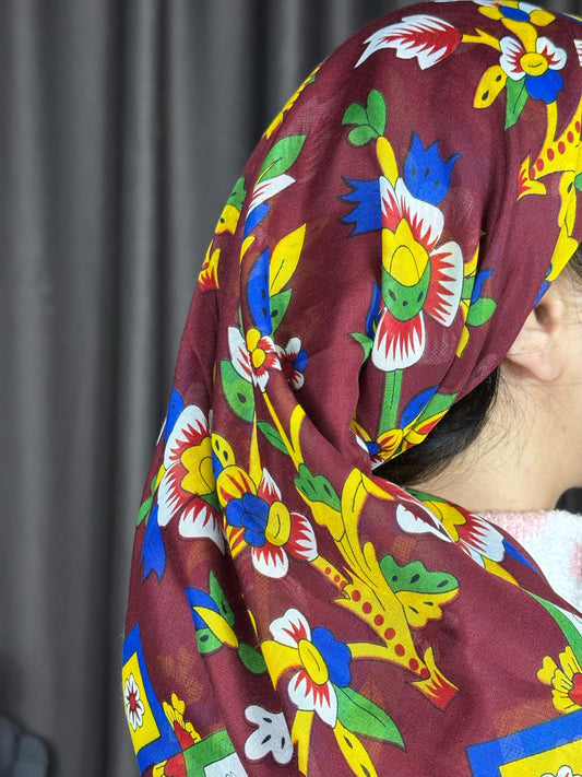 Çengelköy Desen Pullu Yöresel Yazma - Bordo