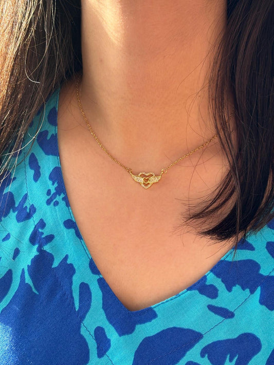 Çelik Kanatlı Kalp Kolye