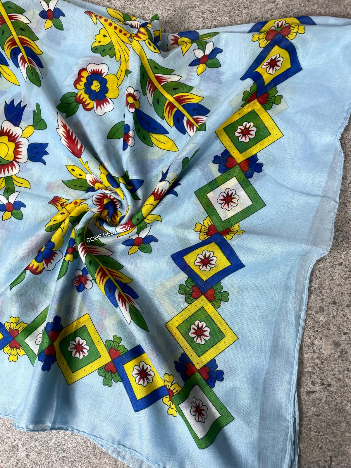 Çengelköy Desen Yöresel Yazma - Mavi