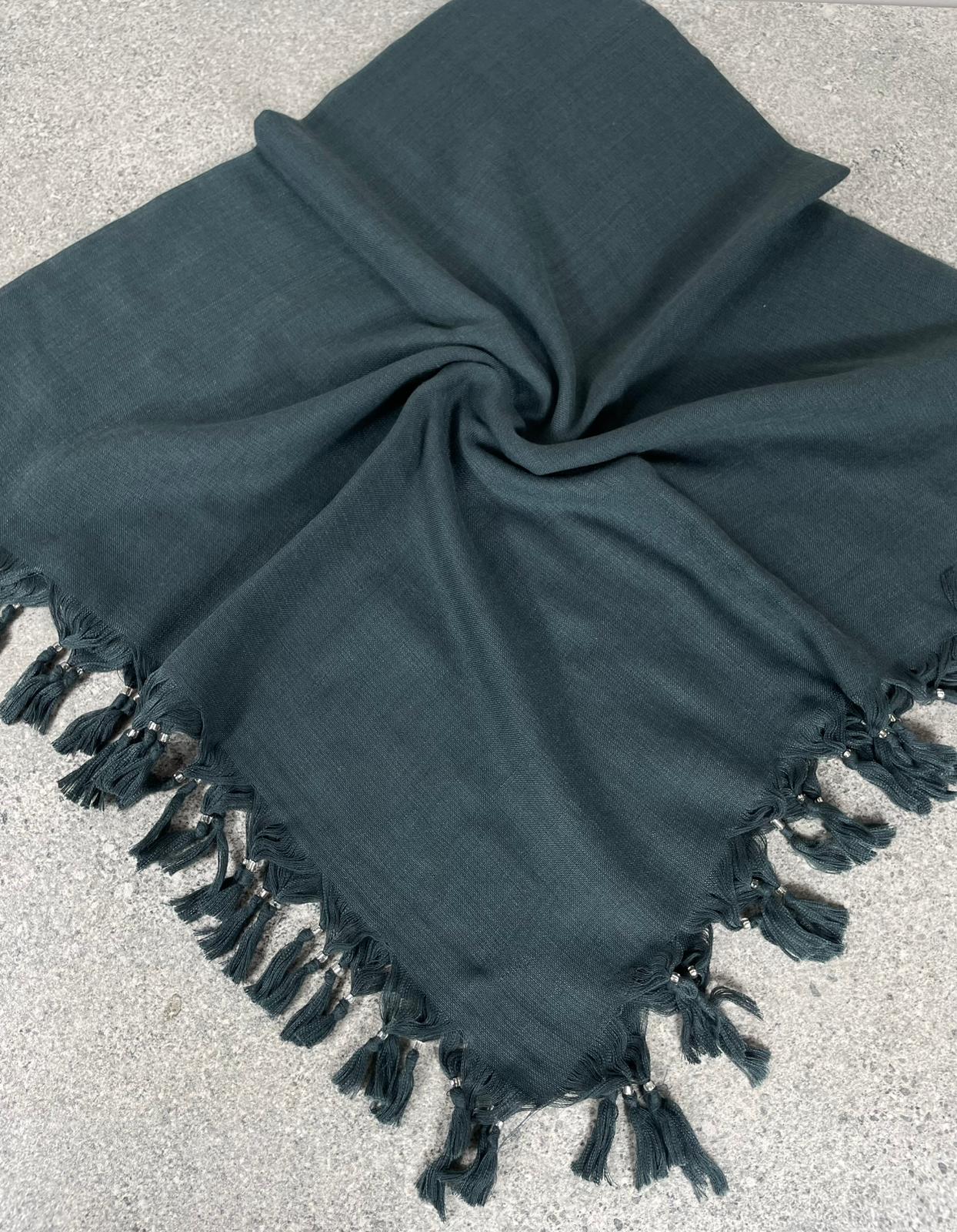 Püsküllü Pamuklu Yazma - Gri