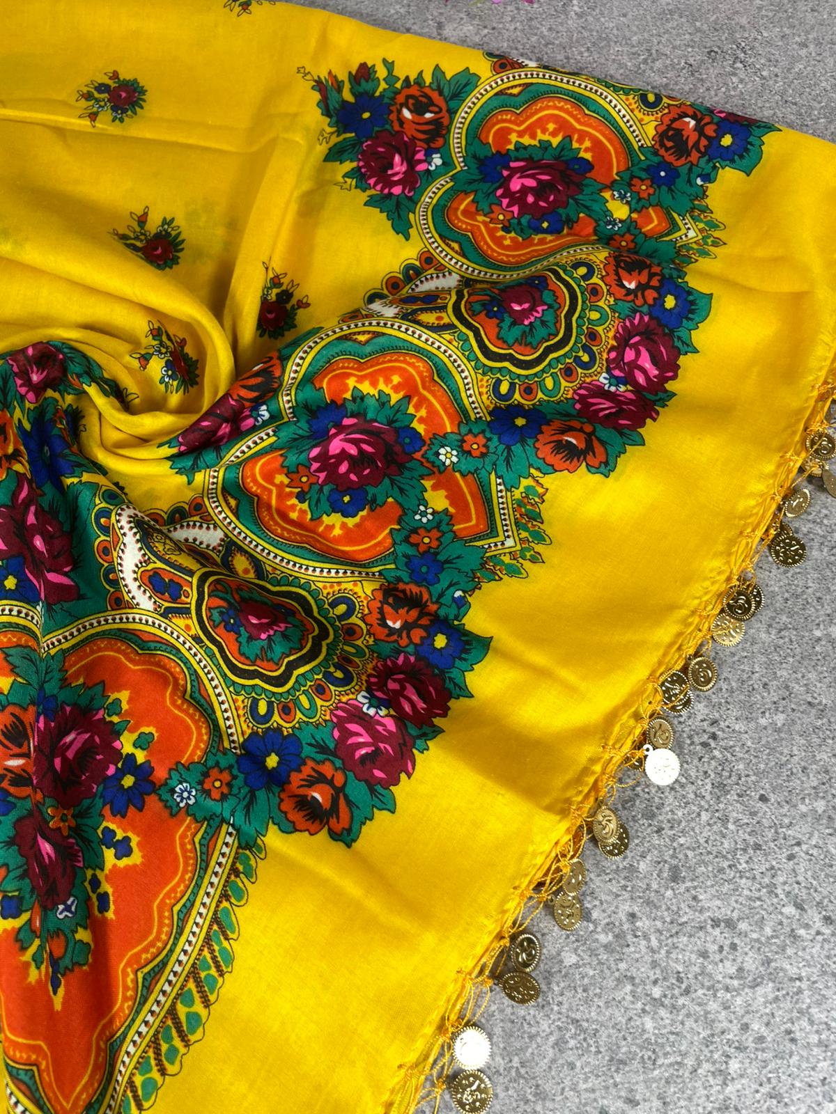 Yöresel Hamavi Desen Pullu Mardin Yazması - Sarı