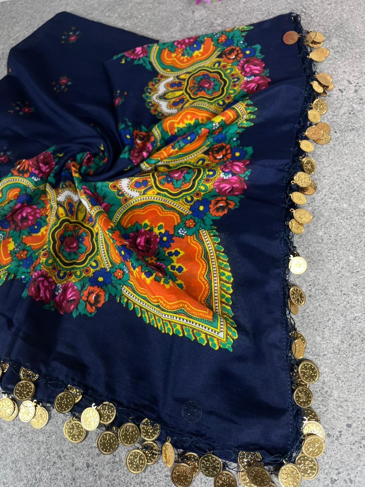 Yöresel Hamavi Desen Pullu Mardin Yazması - Lacivert