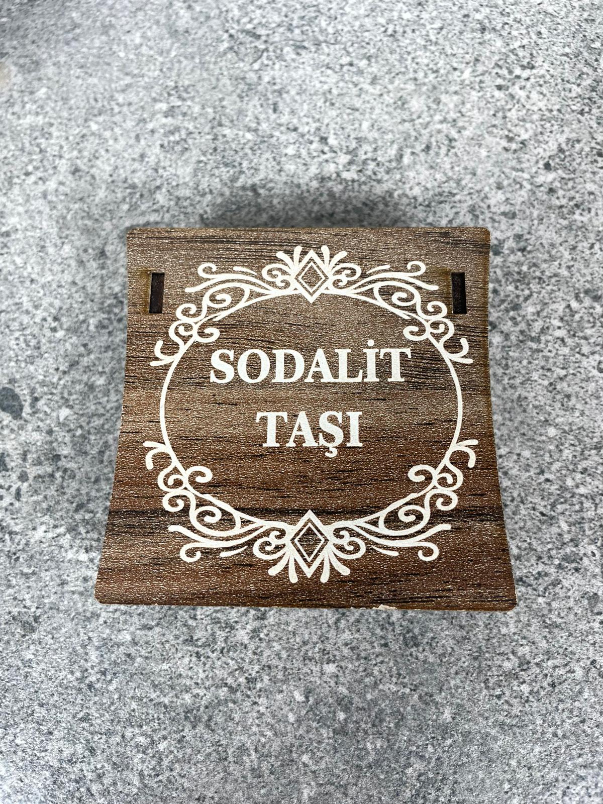 Sodalit Doğal Taş Kolye & Bileklik Seti – Özel Ahşap Kutulu