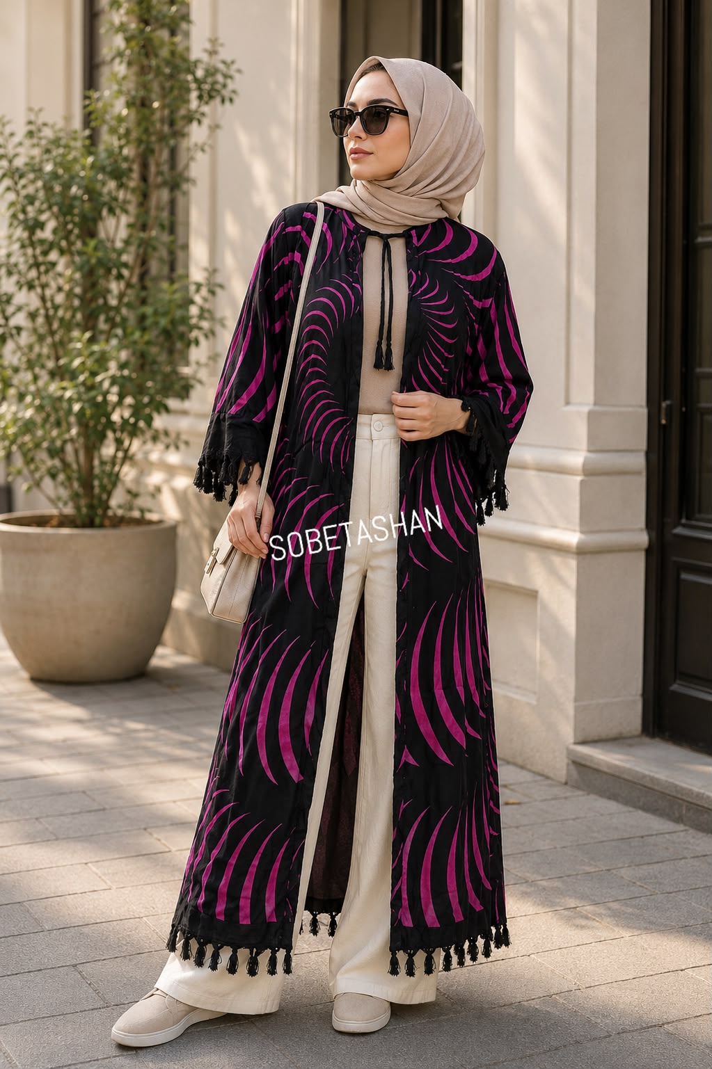 Siyah Pembe Şık Kimono