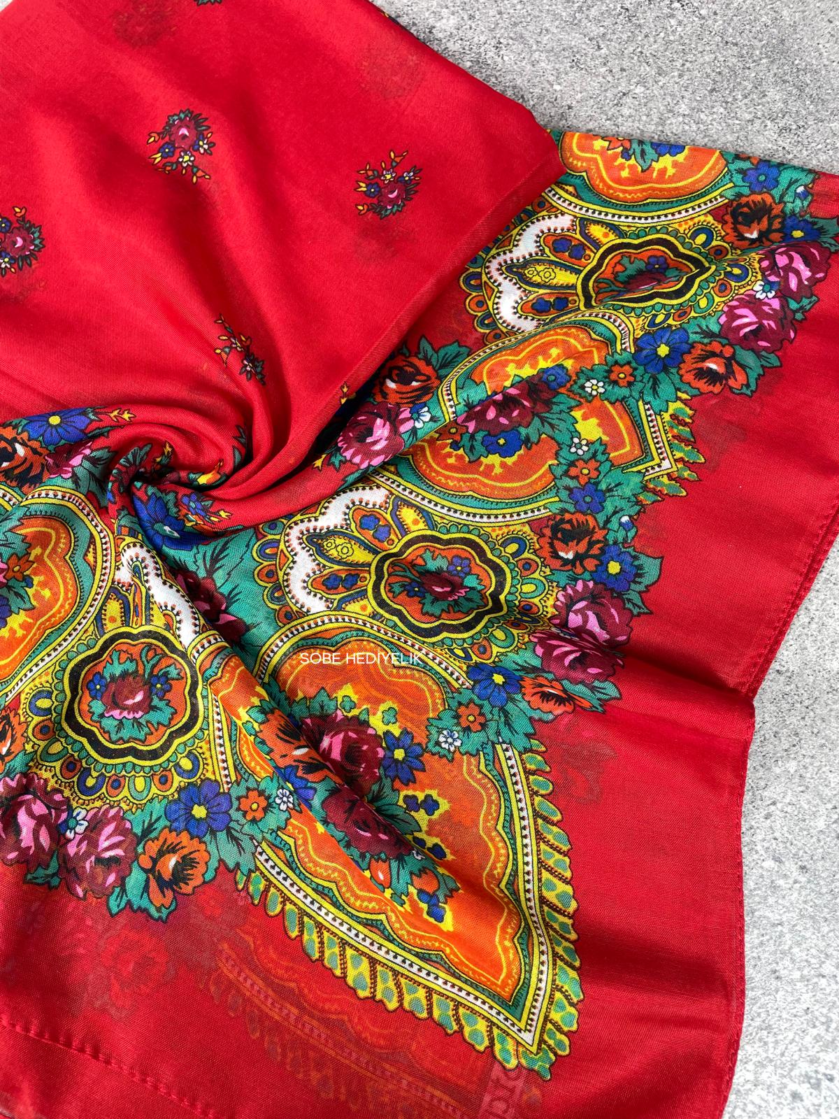 Yöresel Hamavi Desen Mardin Yazması - Kırmızı