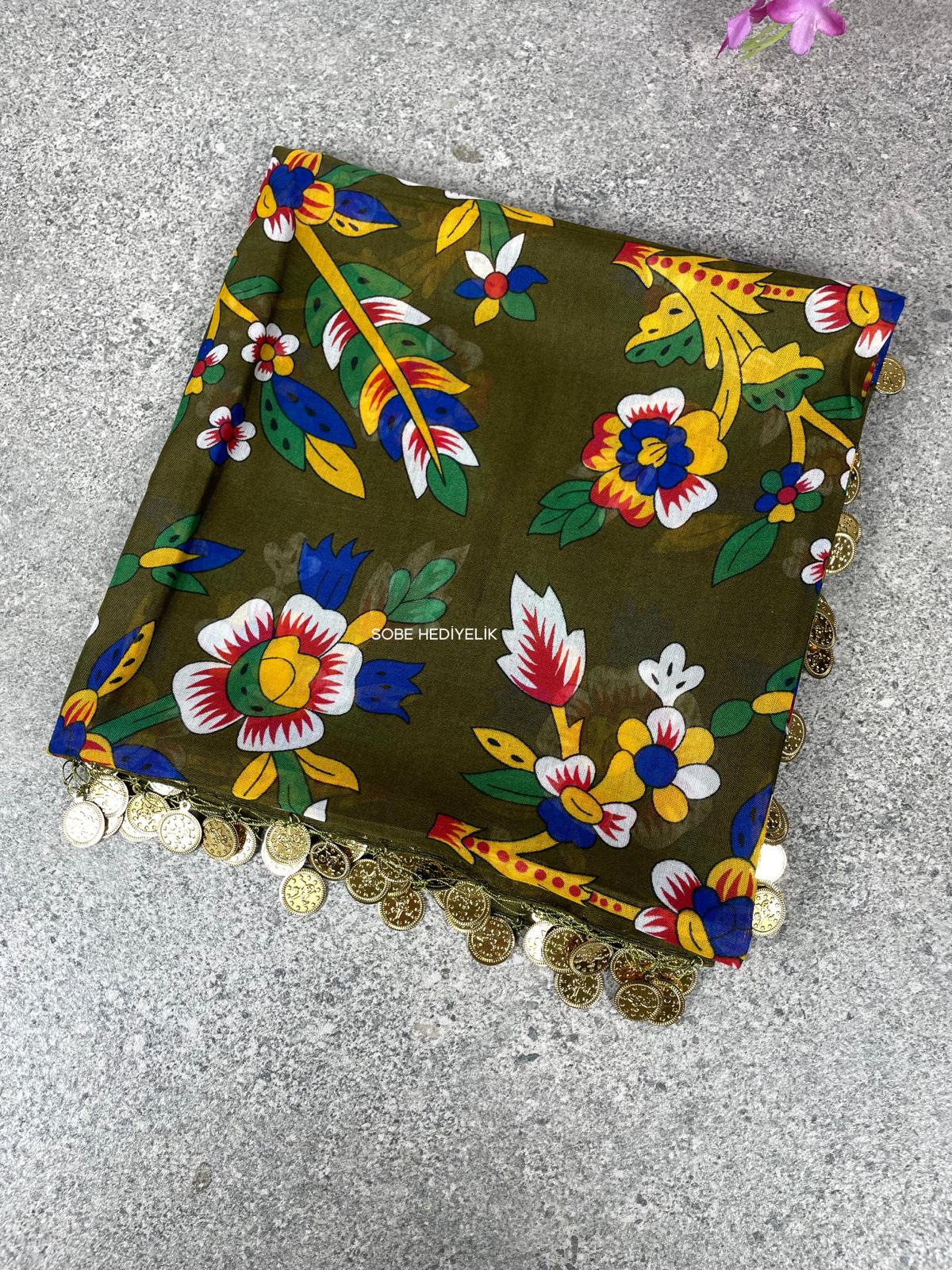 Çengelköy Desen Pullu Yöresel Yazma - Yeşil