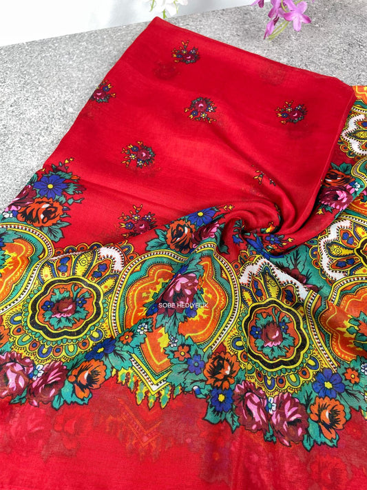 Yöresel Hamavi Desen Mardin Yazması - Kırmızı