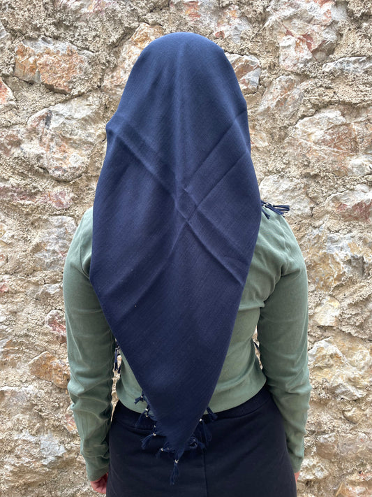 Püsküllü Pamuklu Yazma - Lacivert