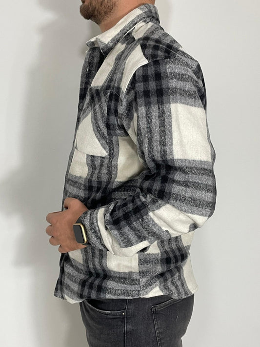 Kışlık Erkek Ekose Oduncu Gömlek – Siyah Beyaz