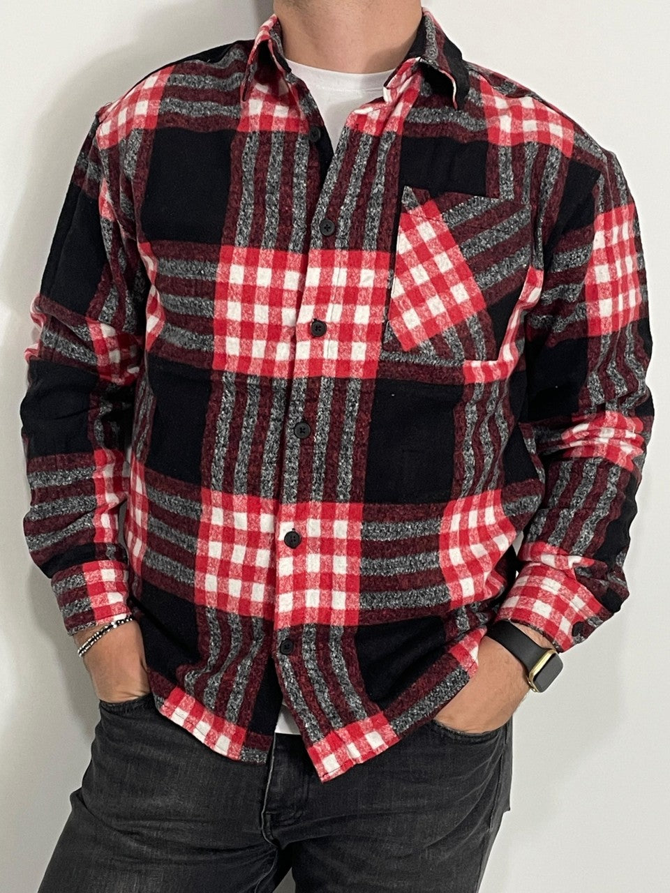 Erkek Ekose Oduncu Gömlek – Kırmızı Siyah