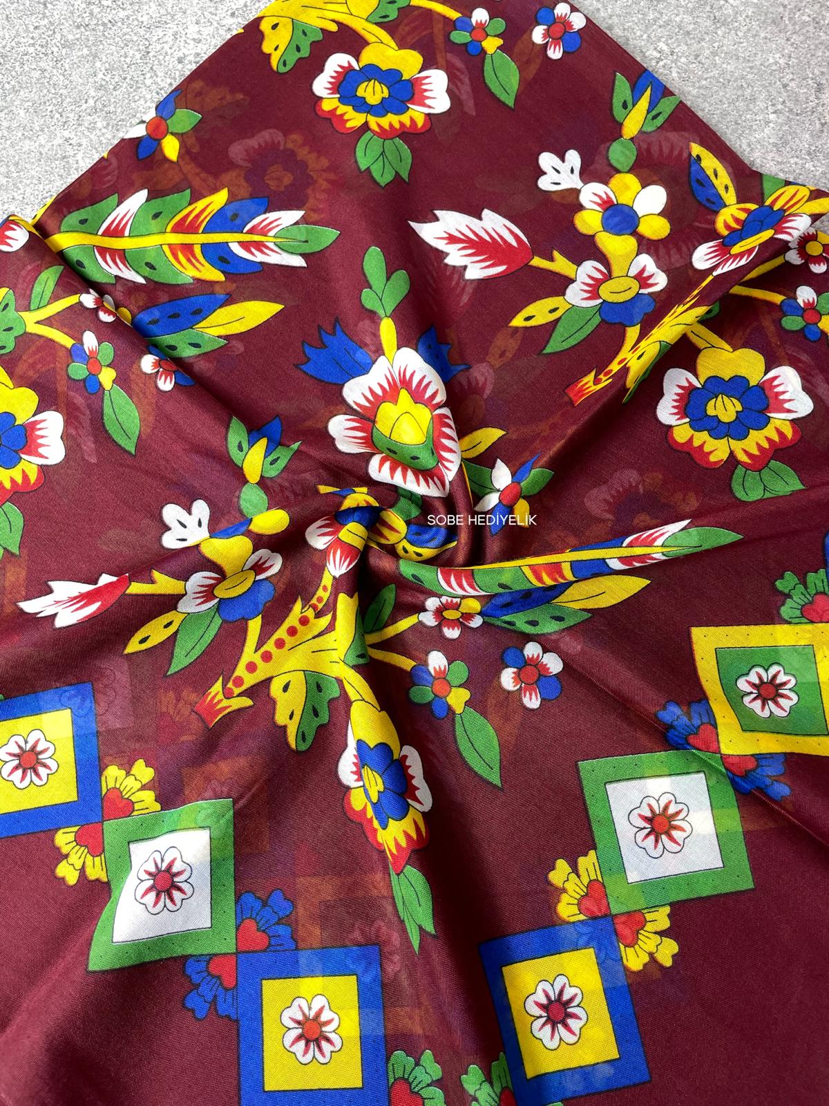 Çengelköy Desen Yöresel Yazma - Bordo