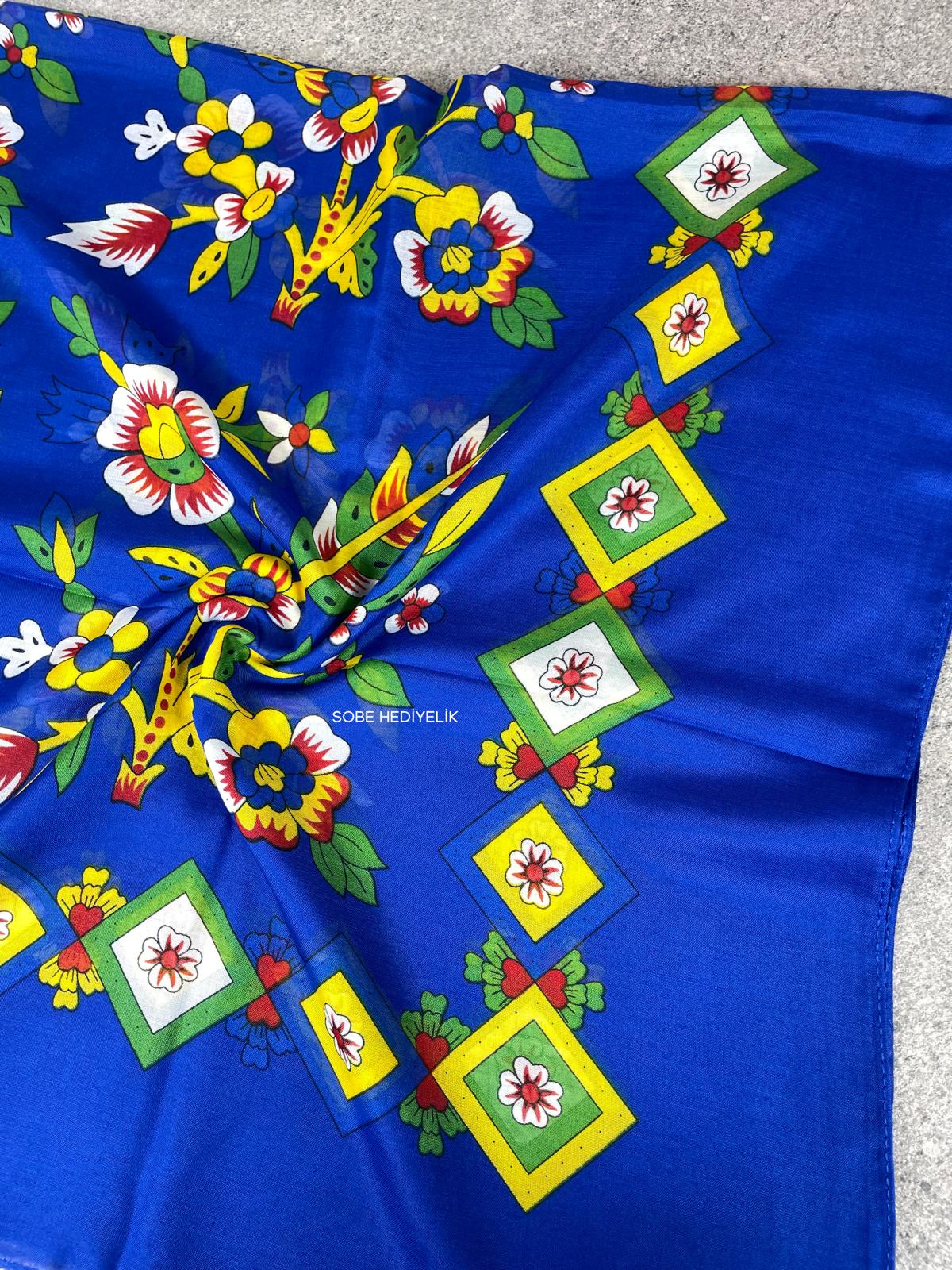 Çengelköy Desen Yöresel Yazma - Mavi