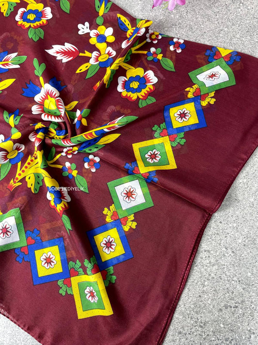 Çengelköy Desen Yöresel Yazma - Bordo