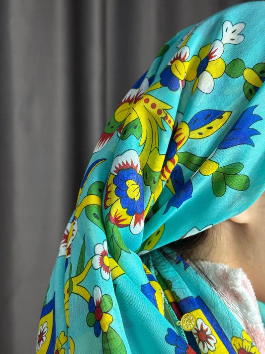 Çengelköy Desen Pullu Yöresel Yazma - Su Yeşili