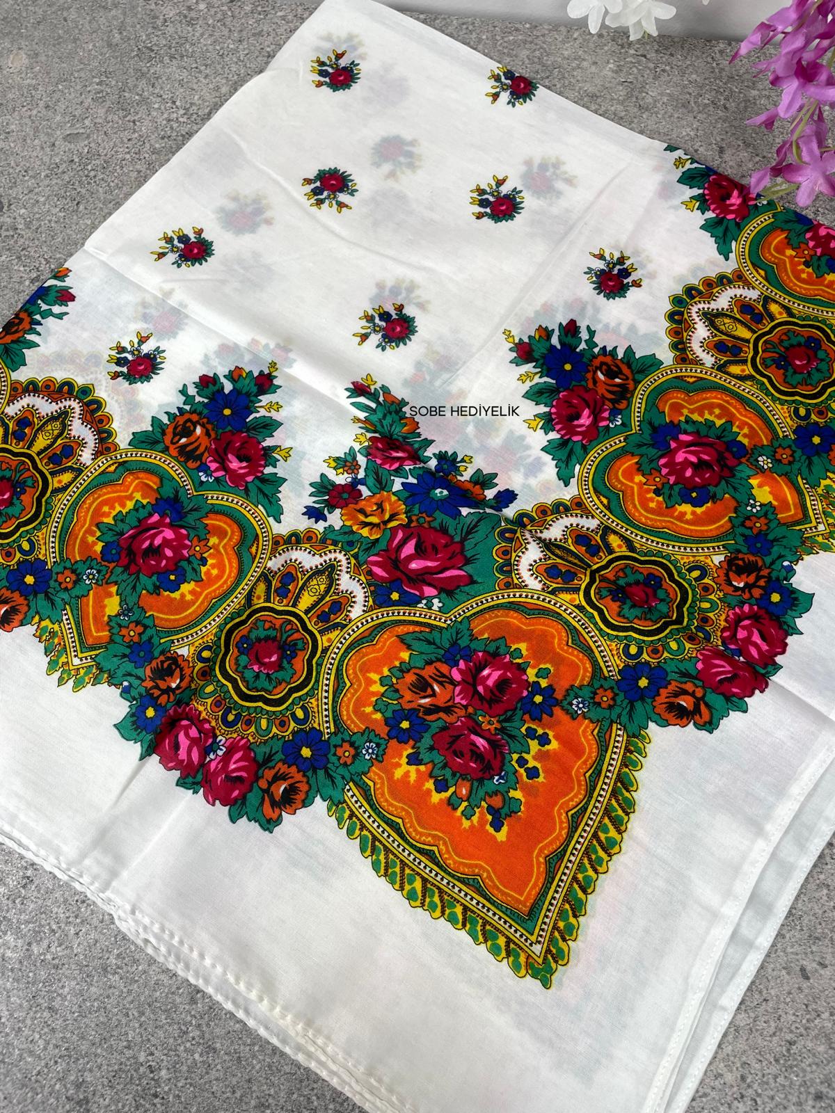 Yöresel Hamavi Desen Mardin Yazması - Beyaz