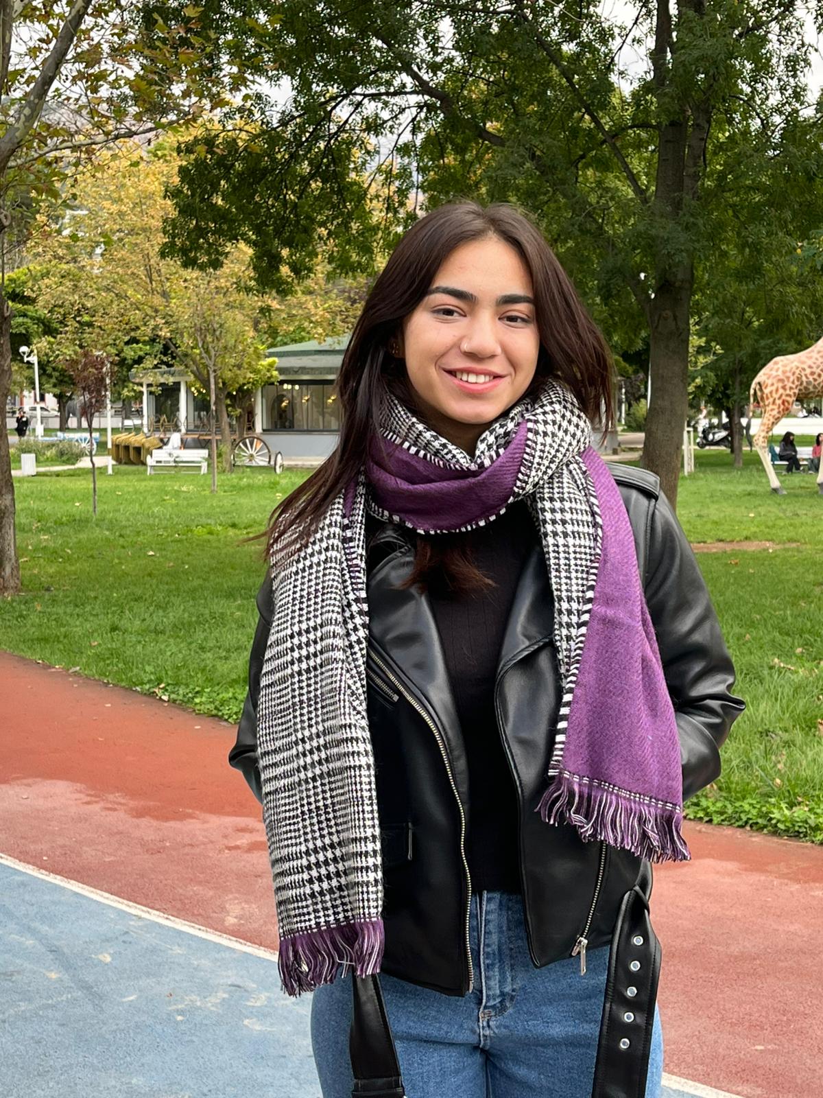 Kışlık Yünlü Çift Taraflı Ekose Şal - Mor