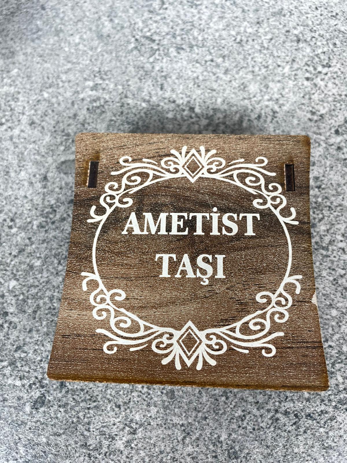 Ametist Doğal Taş Kolye & Bileklik Seti – Özel Ahşap Kutulu
