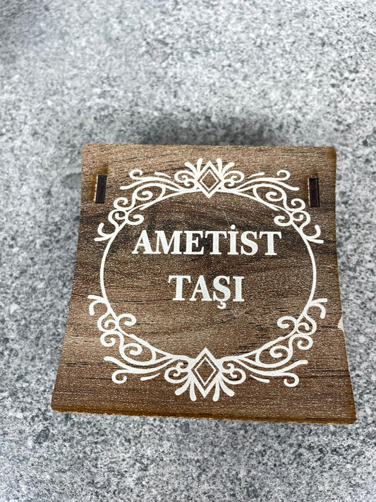 Ametist Doğal Taş Kolye & Bileklik Seti – Özel Ahşap Kutulu