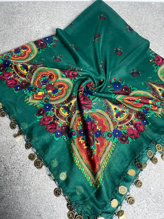 Yöresel Hamavi Desen Pullu Mardin Yazması - Yeşil