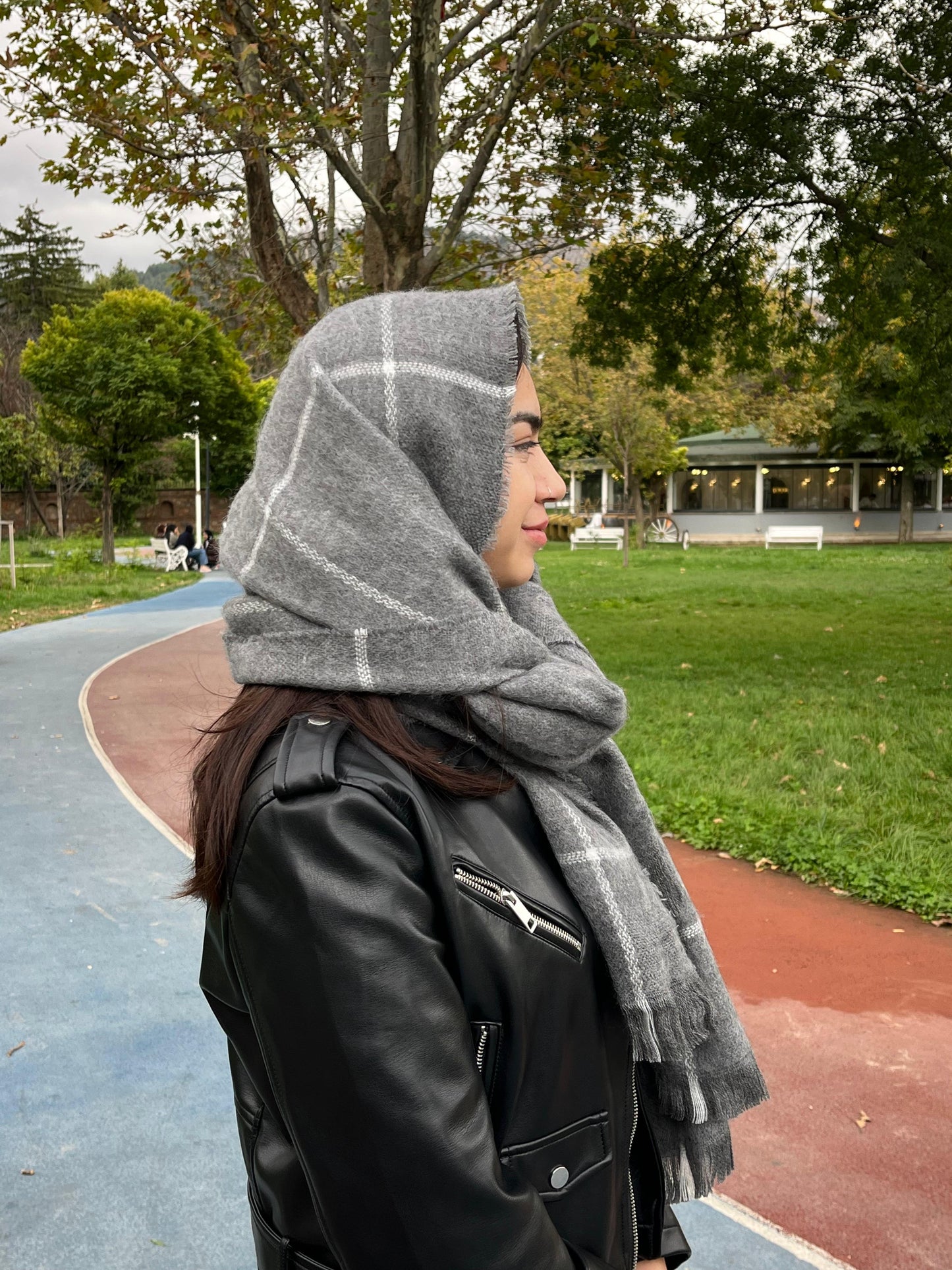 Gri Ekose Yumuşak Dokulu Kışlık Şal