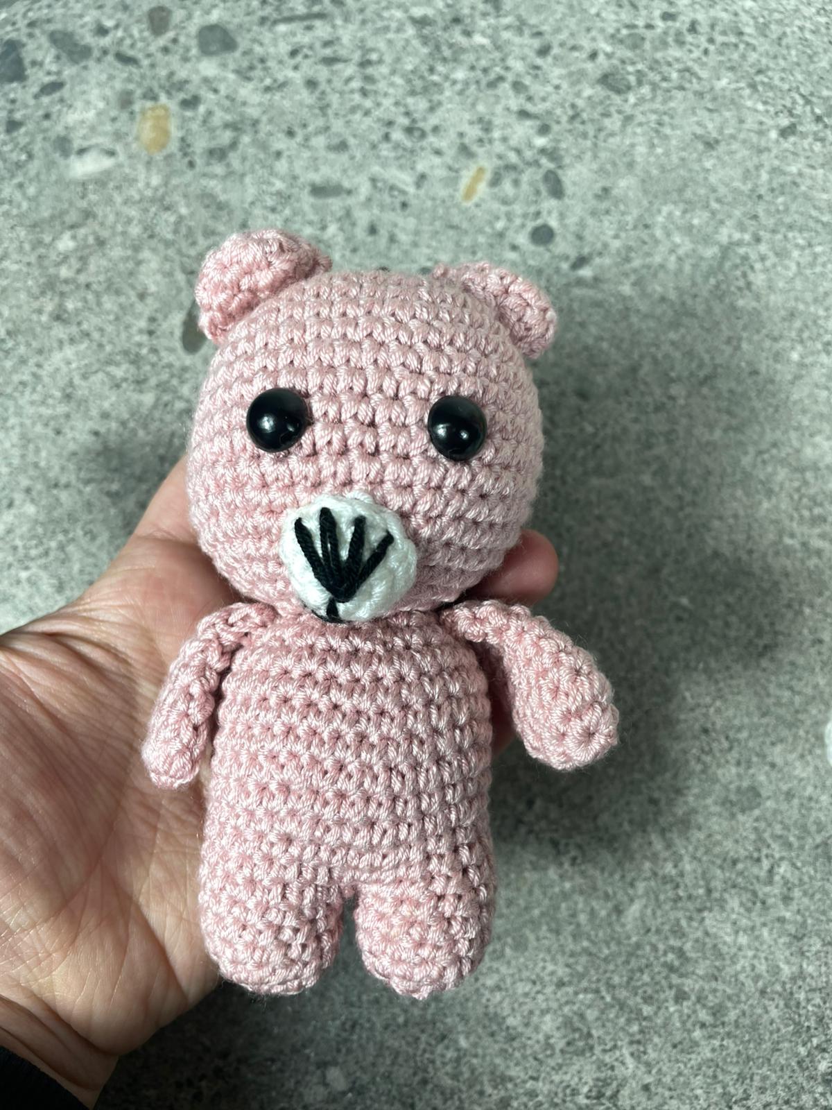 El Yapımı Amigurumi Pembe Ayıcık Anahtarlık
