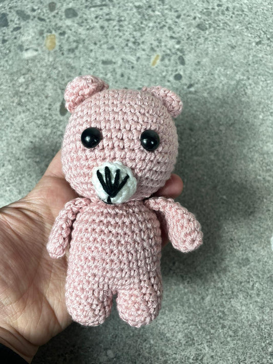 El Yapımı Amigurumi Pembe Ayıcık Anahtarlık
