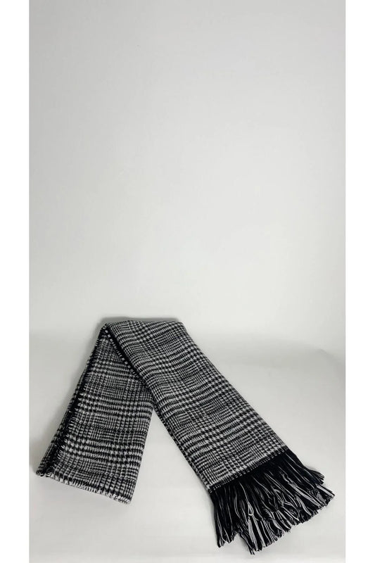 Kışlık Yünlü Çift Taraflı Ekose Şal - Siyah