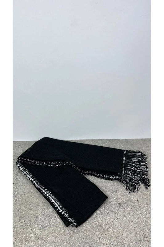 Kışlık Yünlü Çift Taraflı Ekose Şal - Siyah