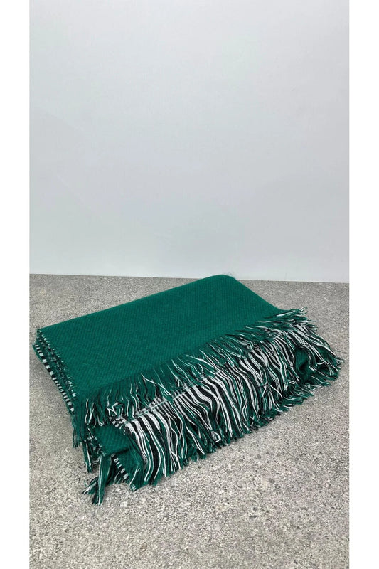 Kışlık Yünlü Çift Taraflı Ekose Şal - Yeşil