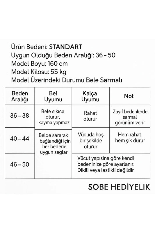 Mavi Çiçek Desenli Sarma Etek – 36-50 Beden Uyumlu