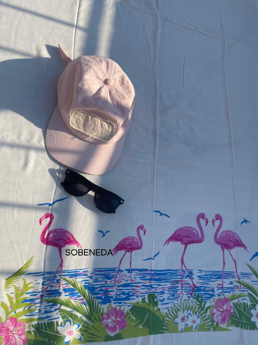 Flamingo Desenli Bambu Kumaş Peştemal