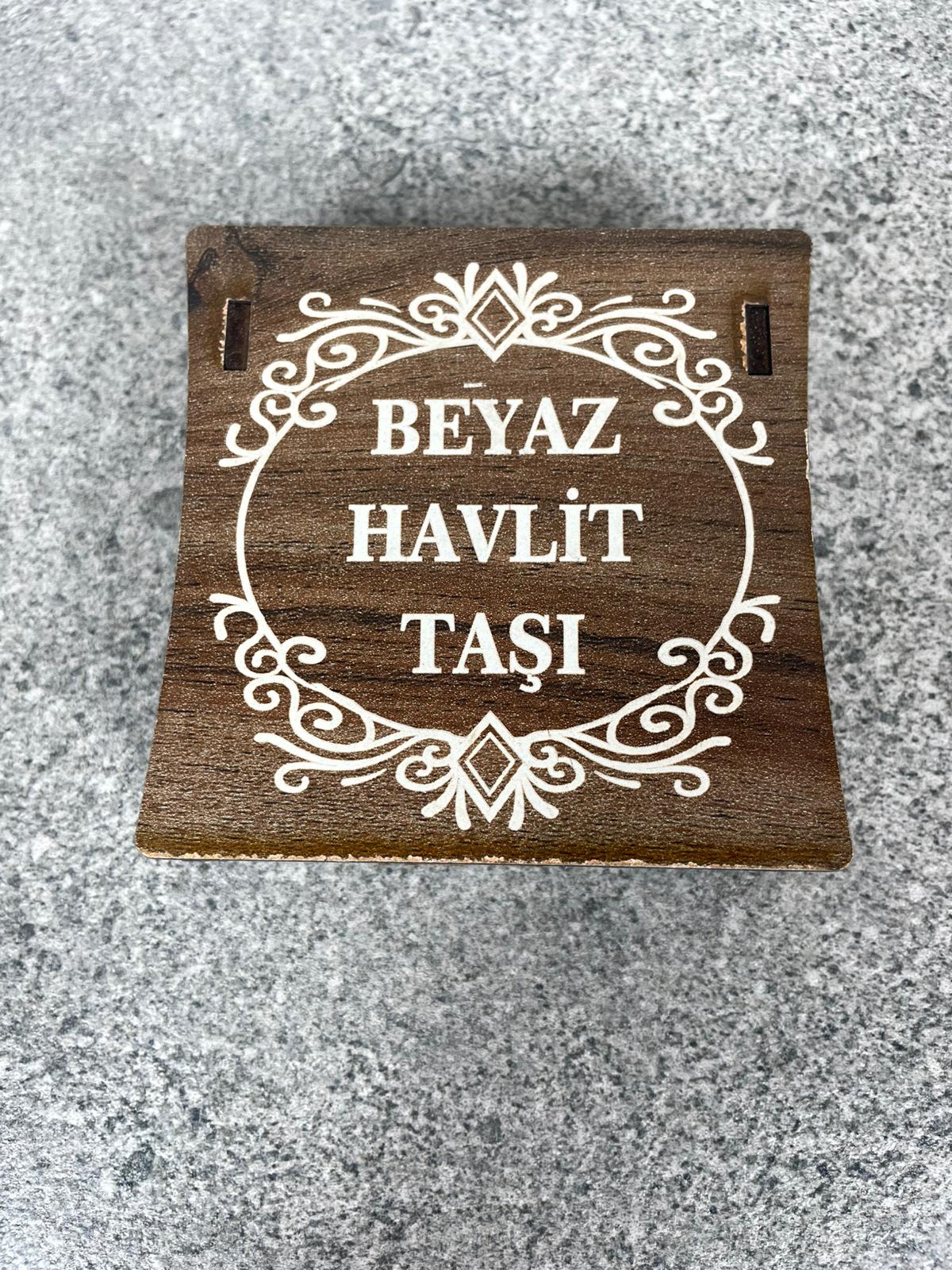 Beyaz Havlit Doğal Taş Kolye & Bileklik Seti – Özel Ahşap Kutulu