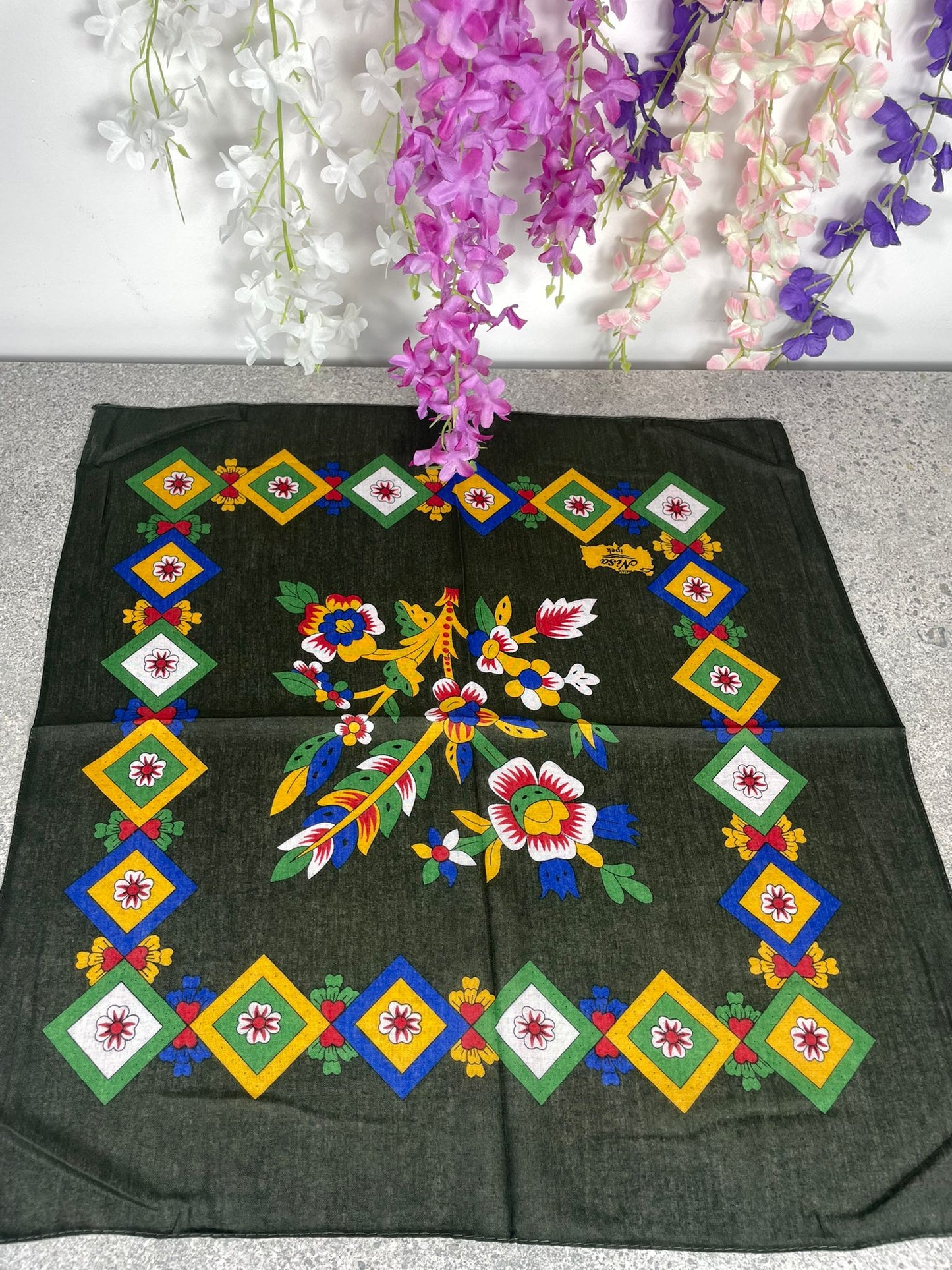 Yeşil Çengelköy Desen Bandana – 55×55 cm
