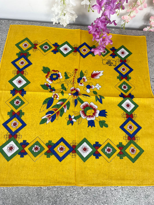 Sarı Çengelköy Desen Bandana – 55×55 cm