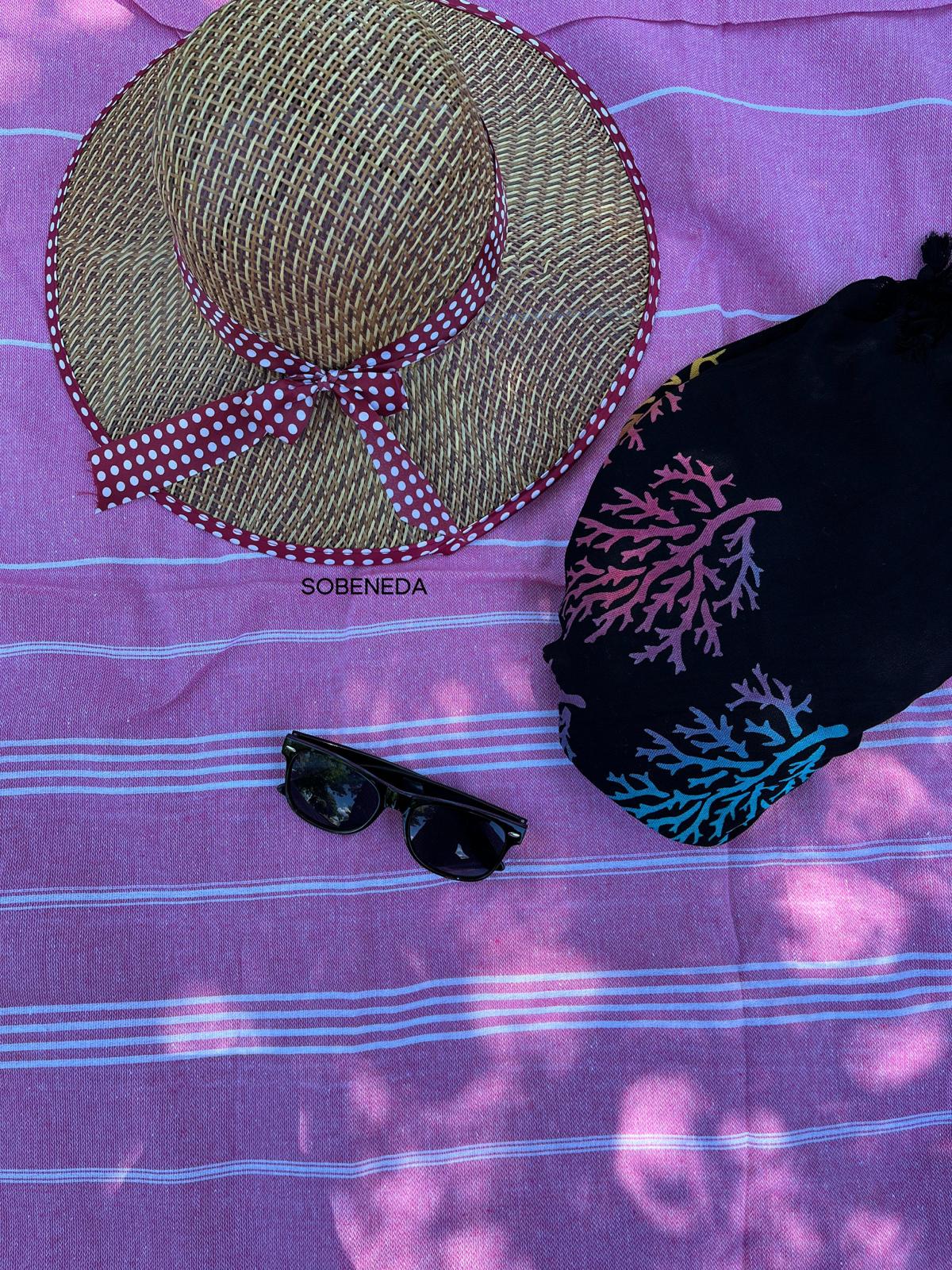 Pembe Çizgili Pamuk Peştemal 100x180 cm