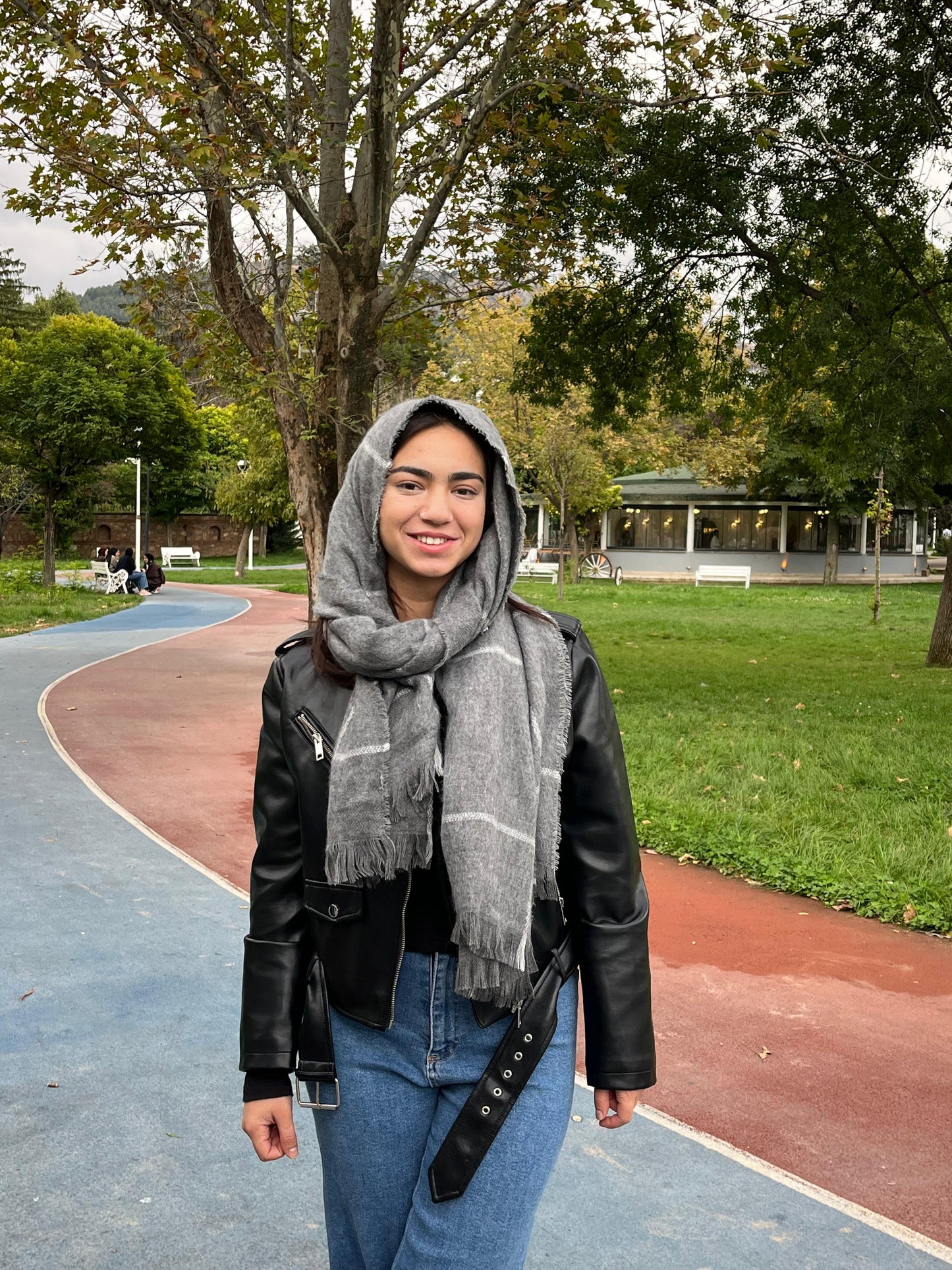 Gri Ekose Yumuşak Dokulu Kışlık Şal