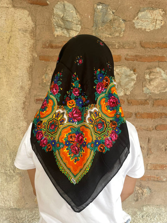 Yöresel Hamavi Desen Mardin Yazması - Siyah