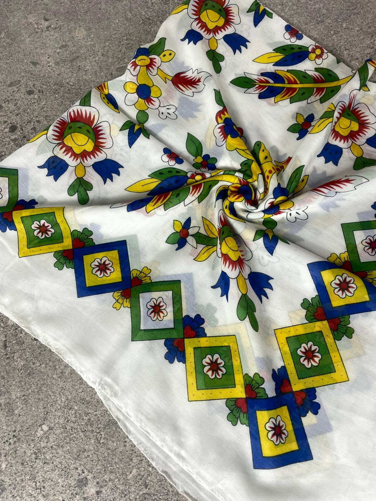 Çengelköy Desen Yöresel Yazma - Beyaz