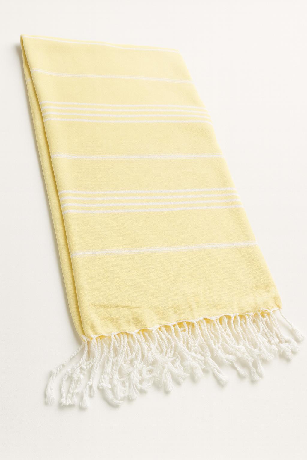 Sarı Çizgili Pamuk Peştemal 100x180 cm