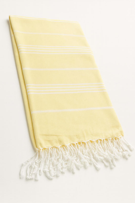 Sarı Çizgili Pamuk Peştemal 100x180 cm