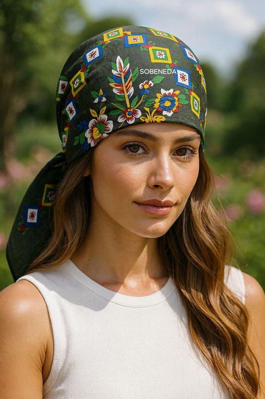 Yeşil Çengelköy Desen Bandana – 55×55 cm