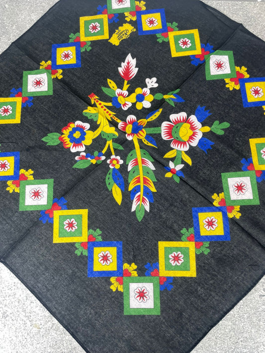 Siyah Çengelköy Desen Bandana – 55×55 cm