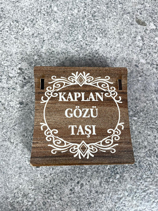 Kaplan Gözü Doğal Taş Kolye & Bileklik Seti – Özel Ahşap Kutulu